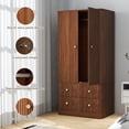 thumbnail image 3 of Wardrobe, Clothing Wardrobe Wavy Panel Wooden Elegant Freestanding  For Bedroom Living Room Office, 3 of 7