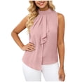 thumbnail image 2 of Womens Elegant Tank Tops Crewneck Sleeveless Flowy Pleated Solid Color Blouses Summer Fashion Shirts Pink S, 2 of 7