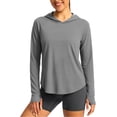 thumbnail image 2 of Tqcoqu Women's UPF 50+ Sun Protection Hoodie,Long Sleeve Hiking Fishing Lightweight UV Rashguard with Thumb Hole,Gray Women's S-XXXL, 2 of 5