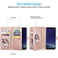 thumbnail image 5 of Mandala Wallet Case for Samsung Galaxy S8,Detachable 2 in 1 PU Leather Flip Case with Magnetic Button Lanyard (9Card Slots+3Pockets+1Driver's License Pocket)-Rose Gold, 5 of 14