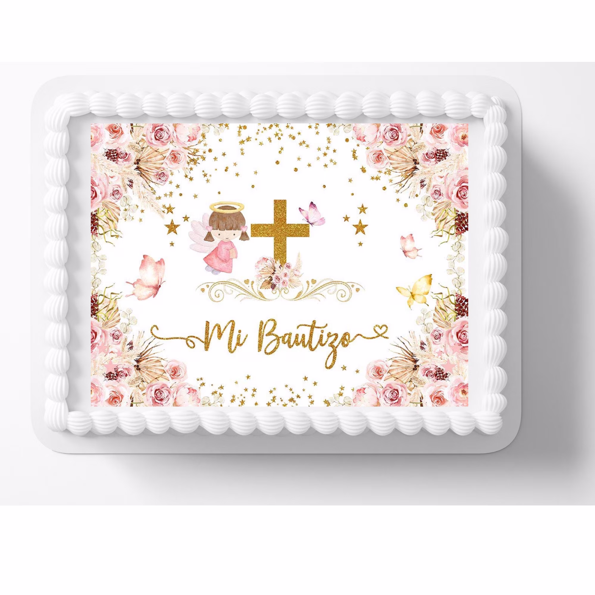 Mi Bautizo Edible Image Cake, Cupcake & Cookie Topper, by Tnct.