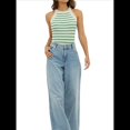 thumbnail image 3 of Camisetas Sin Mangas con Cuello Halter para Mujer, de Verano, A Rayas, de Punto Acanalado Elástico, Camisetas Ajustadas Verde M, 3 of 8