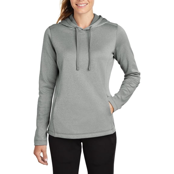 JustBlanks Ladies Heather Fleece Hooded Pullover with Moisture Wicking Technology