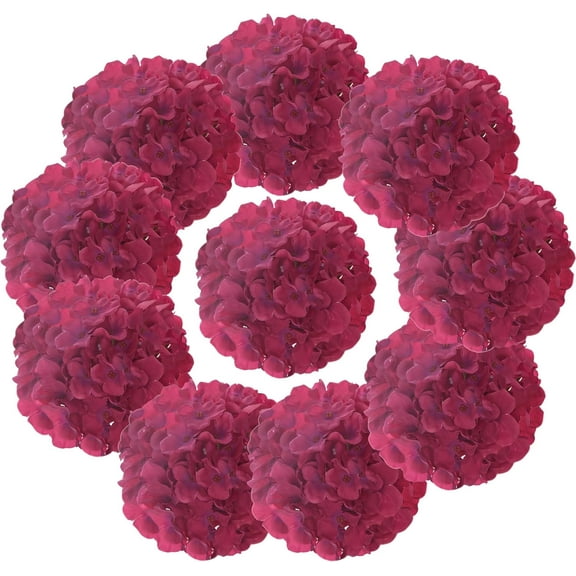 Silk Hydrangea Heads with Stems Artificial Flowers Heads for Home Wedding Decor,Pack of 10 (Sky Blue)
