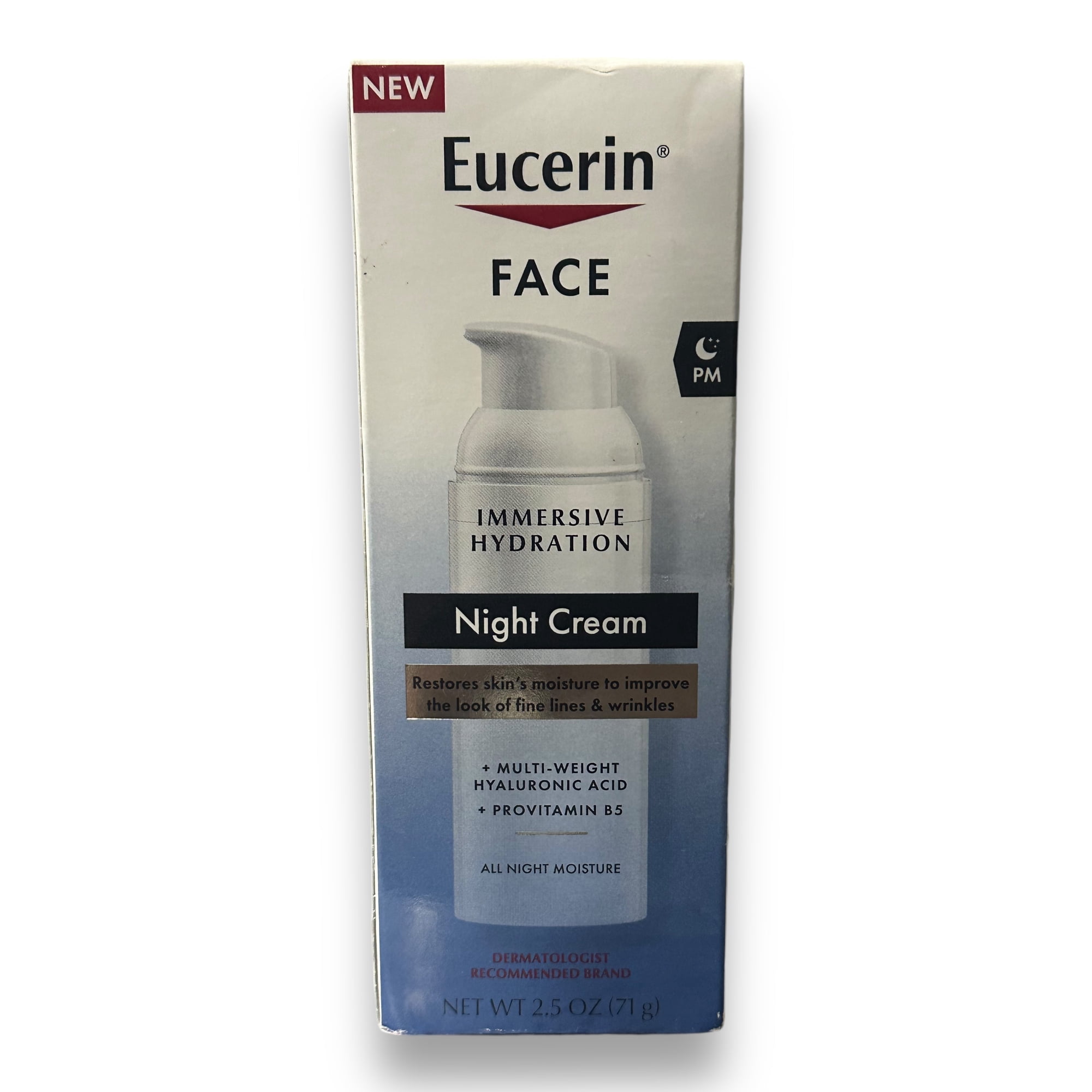 Eucerin Face Immersive Hydration Night Cream with Hyaluronic Acid and Provitamin B5, Ultra-Lightweight Face Moisturizer Smooths Fines Lines and Wrinkles, 2.5 Oz Bottle