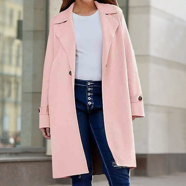 IMENGL Manteau d'Hiver à Manches Longues à Revers pour Femme, Rouge 2TG, Taille M-3TG