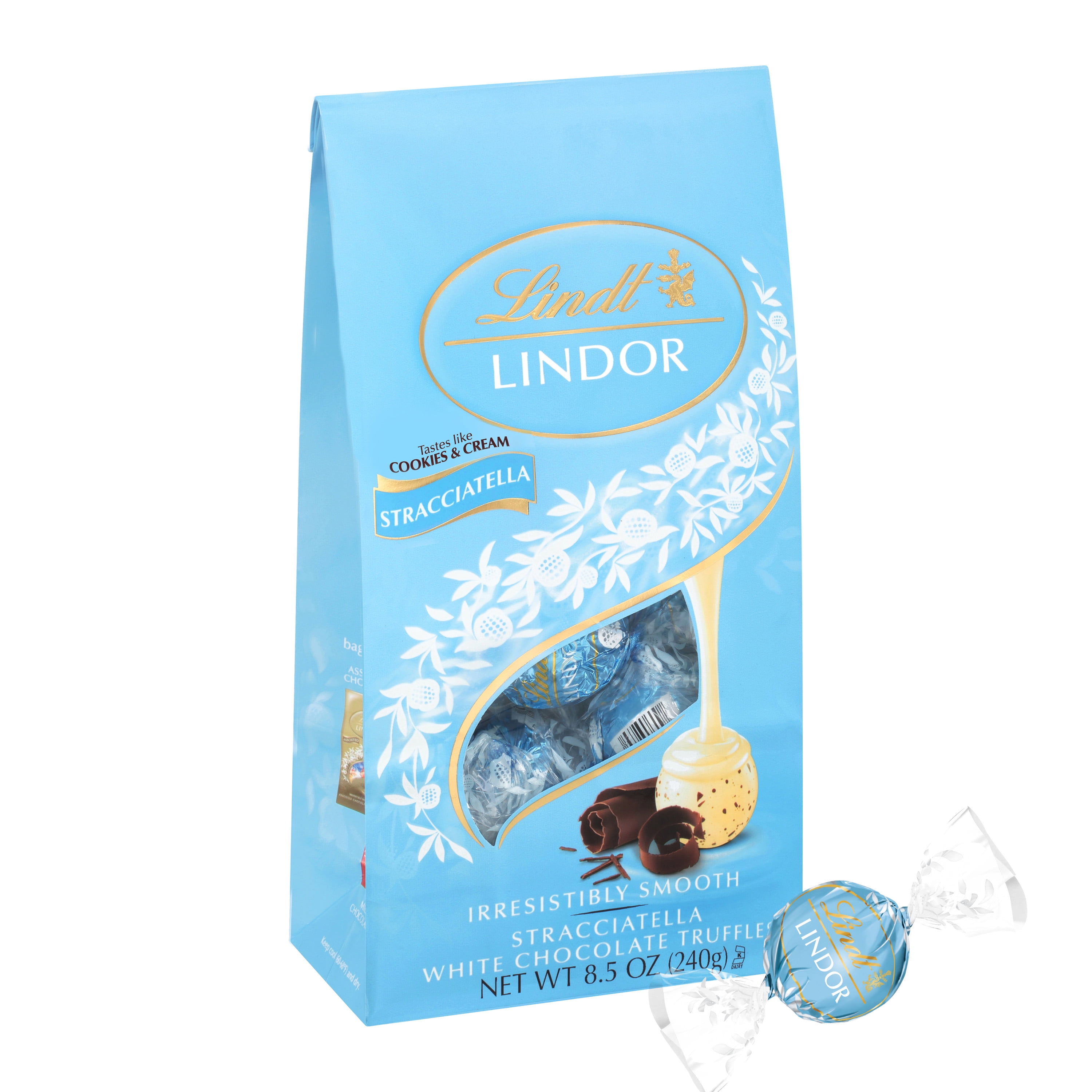 Lindt Lindor Stracciatella White Chocolate Candy Truffles, 8.5 oz. Bag