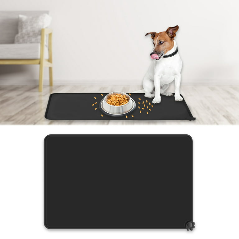 Non-Stick Pet Food Mat, Waterproof Silicone Cat Dog Bowl Mat, Small Dog  Feeding Mat for Small Pet - Black (18.5 Inch x 11.5 Inch)