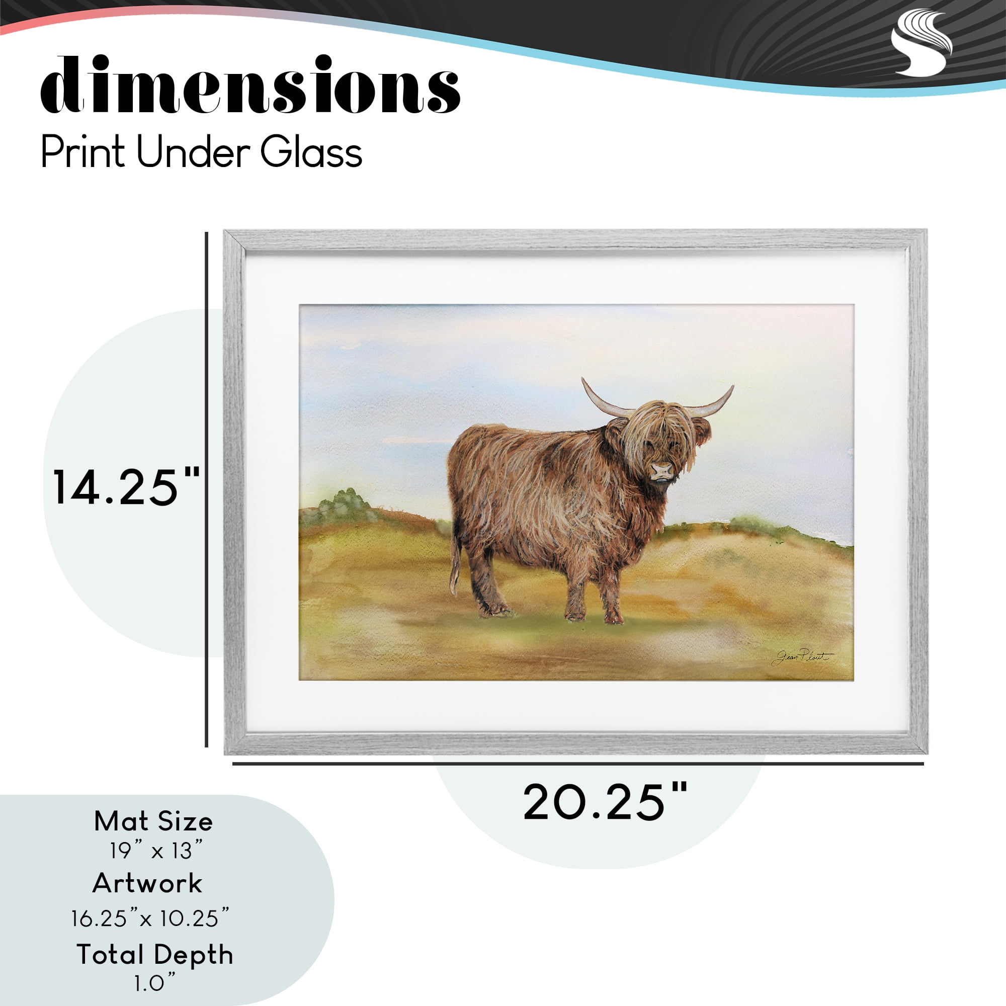 Farm Animal In Pasture Gray Framed Print Under Glass, design by Jean Plout
