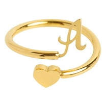 CILENON To My Granddaughter Dainty Initial Heart Ring 26 Letter Heart Ring Simple Fashion Jewelry Popular Accessories (A,One Size)