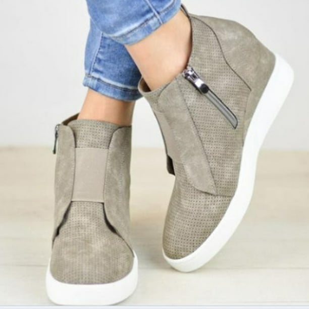 Zipper on sale wedge sneakers