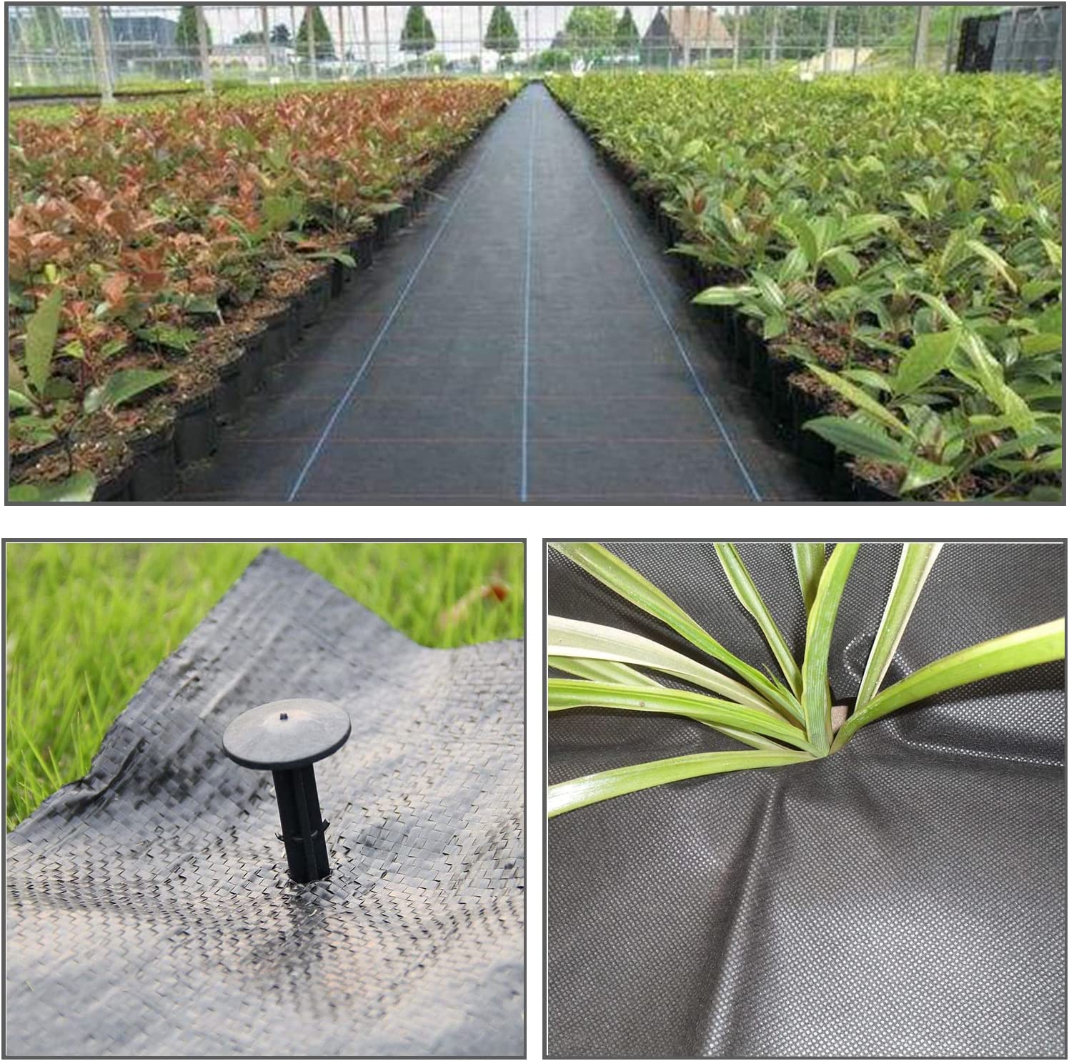 EPOTOOR Garden Weed Barrier Fabric Multi Length 3x300 FT Heavy Duty Landscape Weed Blocking Plastic Roll Cloth Water Permeable