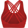 thumbnail image 5 of WANOSS Women's XXL Strappy Longline Crossback Padded Sports Bra, Red, 5 of 10