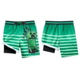 Minecraft Creeper Big Boys UPF 50+ Compression Swim Trunks Green