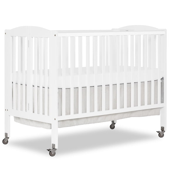 Dream On Me Full Size 2-in-1 Folding Stationary Side Crib, Locking Wheels, White