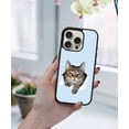 thumbnail image 5 of WIRESTER Shockproof Soft Rubber Cover Case for Apple iPhone 16 Pro 6.3" 2024, Brown Tabby Cat Spying On Light Blue Background, 5 of 5