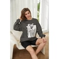 thumbnail image 3 of Meladyan Halloween Skull Graphic Print Fleece Oversized Sweatshirt Crewneck Long Sleeve Drop Shoulder Pullover, 3 of 10