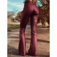 thumbnail image 3 of Pantalones con diseño de bota en forma de bota, piel sintética, cintura alta, color rojo, para mujer, 3 of 5