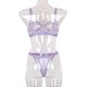 thumbnail image 3 of 2 piezas de encaje sexy conjunto de ropa interior sujetador ropa interior regalo para mujer, morado claro, S Inevent XX000054-16, 3 of 7