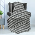 thumbnail image 4 of Black and White Soft Flannel Fleece Throw Blanket, Horizontal Borders with Motifs Monochrome Triangles and Oval Shapes, Cozy Plush for Indoor and Outdoor Use, 50" x 60", Black White, by Ambesonne, 4 of 5