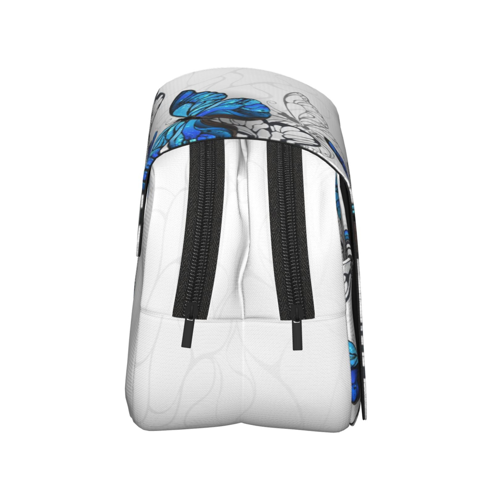 Rateoe Blue Flying Butterflies Pattern Double Clamshell Pen Case, Storage Organizer with Two Zipper Compartments– Holds Up to 50 Pencils & Pens