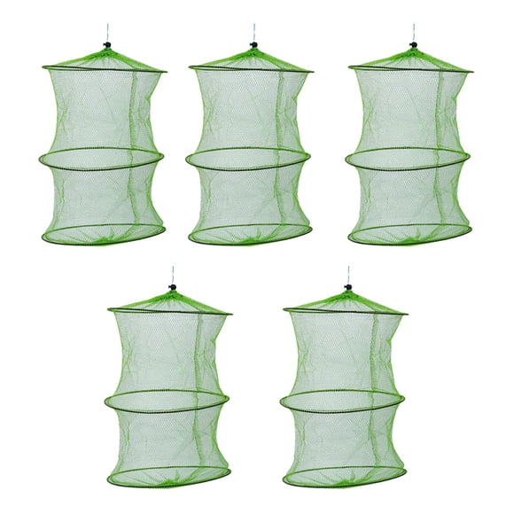 KAKOWELY 5pcs Foldable Bait Mesh Trap Nets Portable Fishing Landing Nets Shrimp Cages,19.69"X11.81"X11.81"