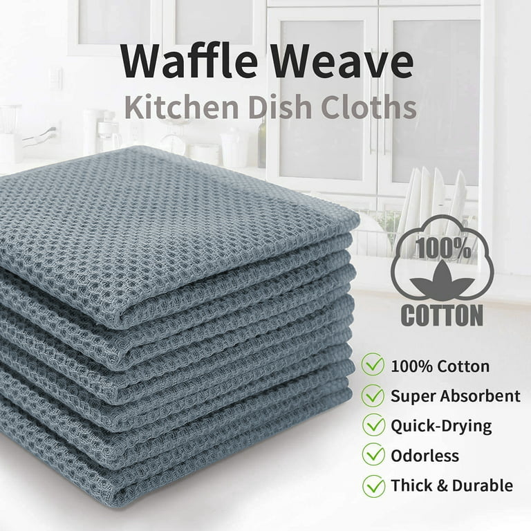 Howarmer Gray Kitchen Dish Towels, 100% Cotton Dish Cloths for Washing  Dishes, Super Soft and Absorbent Waffle Weave Dish Rags, 6 Pack