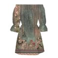 thumbnail image 4 of Women's Casual Tennis Dress Women Summer Dresses Print Beach Off Shoulder Tunic Casual Loose Fit Sleeve Dress Green XL, 4 of 4