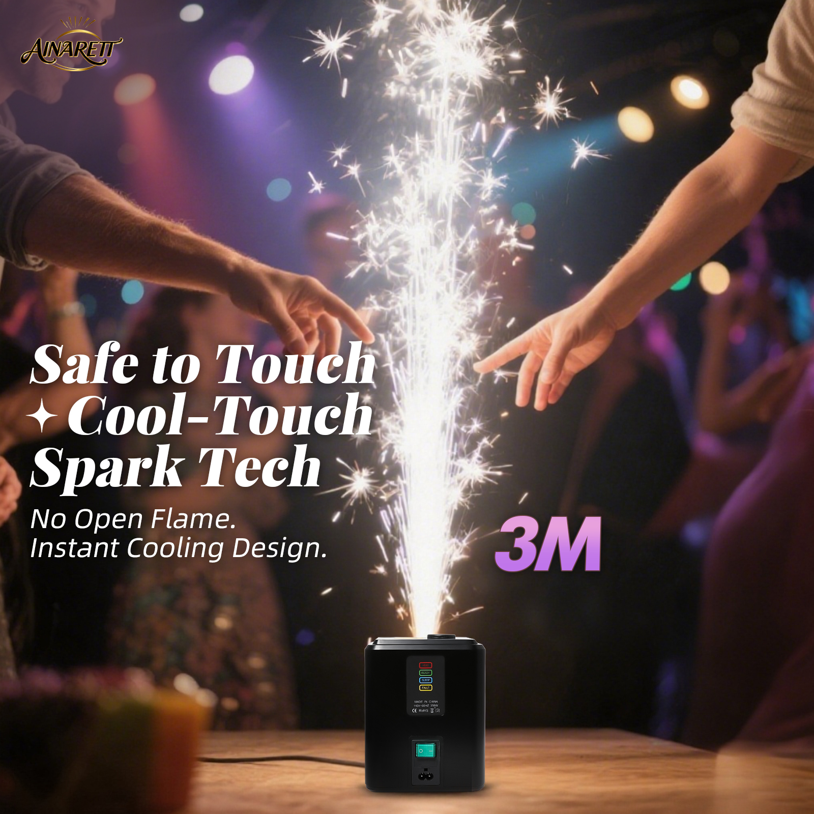2PCS 350W Mini Cold Spark Machine, 2-3.5m Fountain Effect Portable Device with Auto Safety Cutoff - for Stage Wedding Party Events(Include 10pcs Consumables)