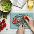 thumbnail image 4 of Hippie Cutting Board, Hand-Drawn Psychedelic Groovy Floral Peace Sign and Dove Doodles on Line Sketchbook, Decorative Tempered Glass Cutting and Serving Board, Small Size, Multicolor, by Ambesonne, 4 of 5