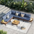 thumbnail image 2 of ELPOSUN 7-Piece L-Shaped Outdoor Sectional Sofa  ，Patio Furniture with Water-resistant Cushions & Side Tables (Navy), 2 of 6