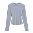 thumbnail image 4 of SELONE Undershirts Long Sleeve Women Crewneck Shirt Tops Soild Tight Bottom Underwear Clothes Purple, 4 of 4