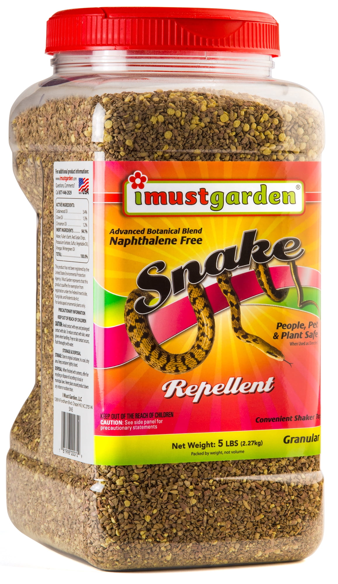 I Must Garden Snake Repellent: Powerful All-Natural Protection - 5 lb. Granular Shaker Jar