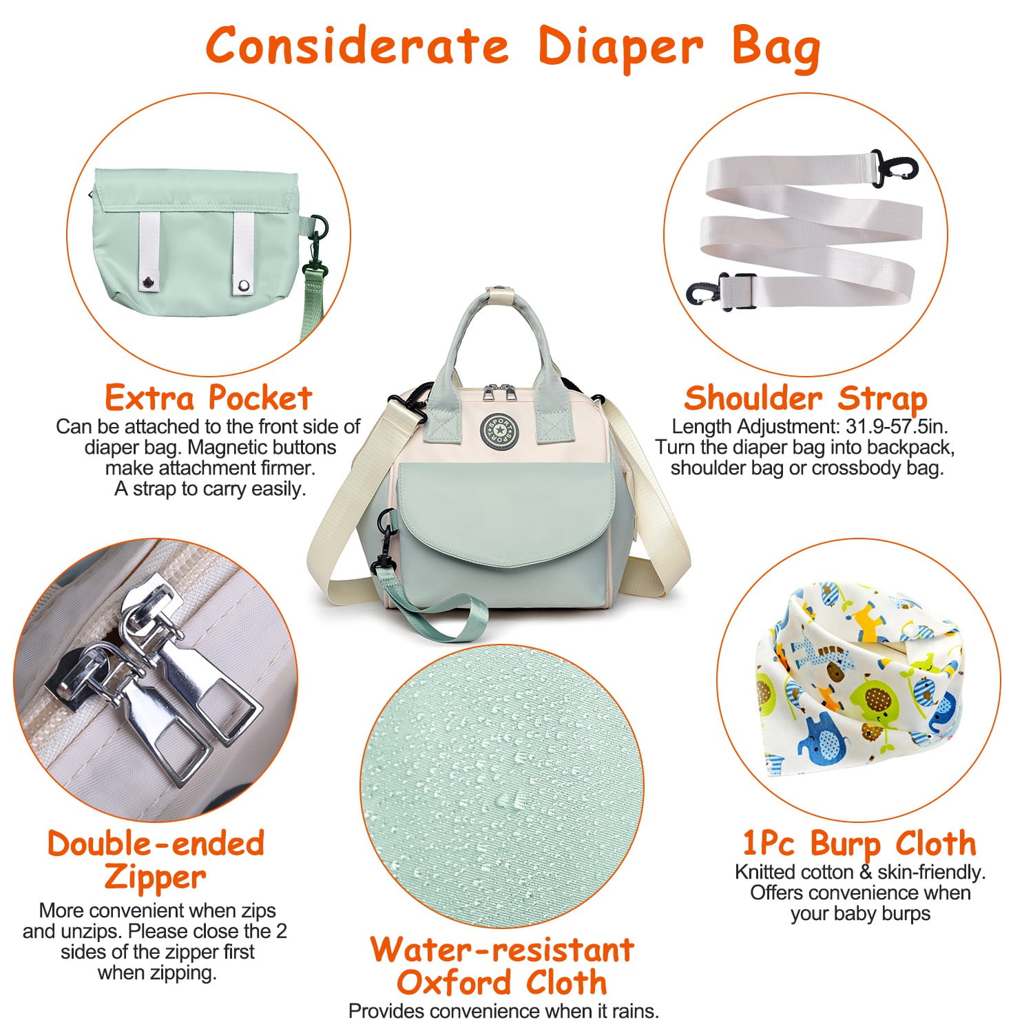 Babyluv Diaper Bag Baby Travel Essentials Baby Carrier with 6 Pockets, Pockets Commute Bag for Mom
