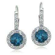 SILVERSPECK Sterling Silver 2ct London Blue & White Topaz Round Leverback Earring