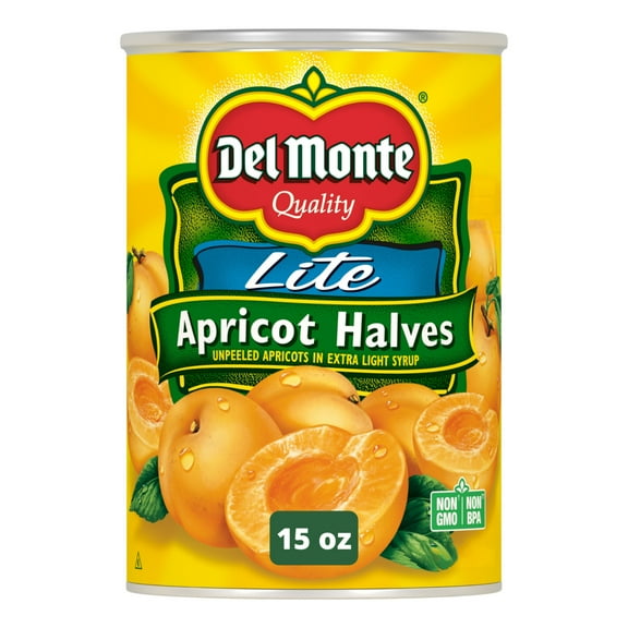 Del Monte Lite Apricot Halves, Canned Fruit, 15 oz Can