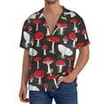 thumbnail image 1 of Balery Red Mushrooms Camisa Casual de Manga Corta con Botones para Hombre, Texturizada, Estilo Cubano, para Playa, Verano-X-Large, 1 of 5