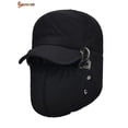 thumbnail image 2 of Spencer Men's 2 in 1 Winter Russian Aviator Hat Trooper Ear Flap Snow Ski Elmer Fudd Mask Hood Cap "Black", 2 of 9