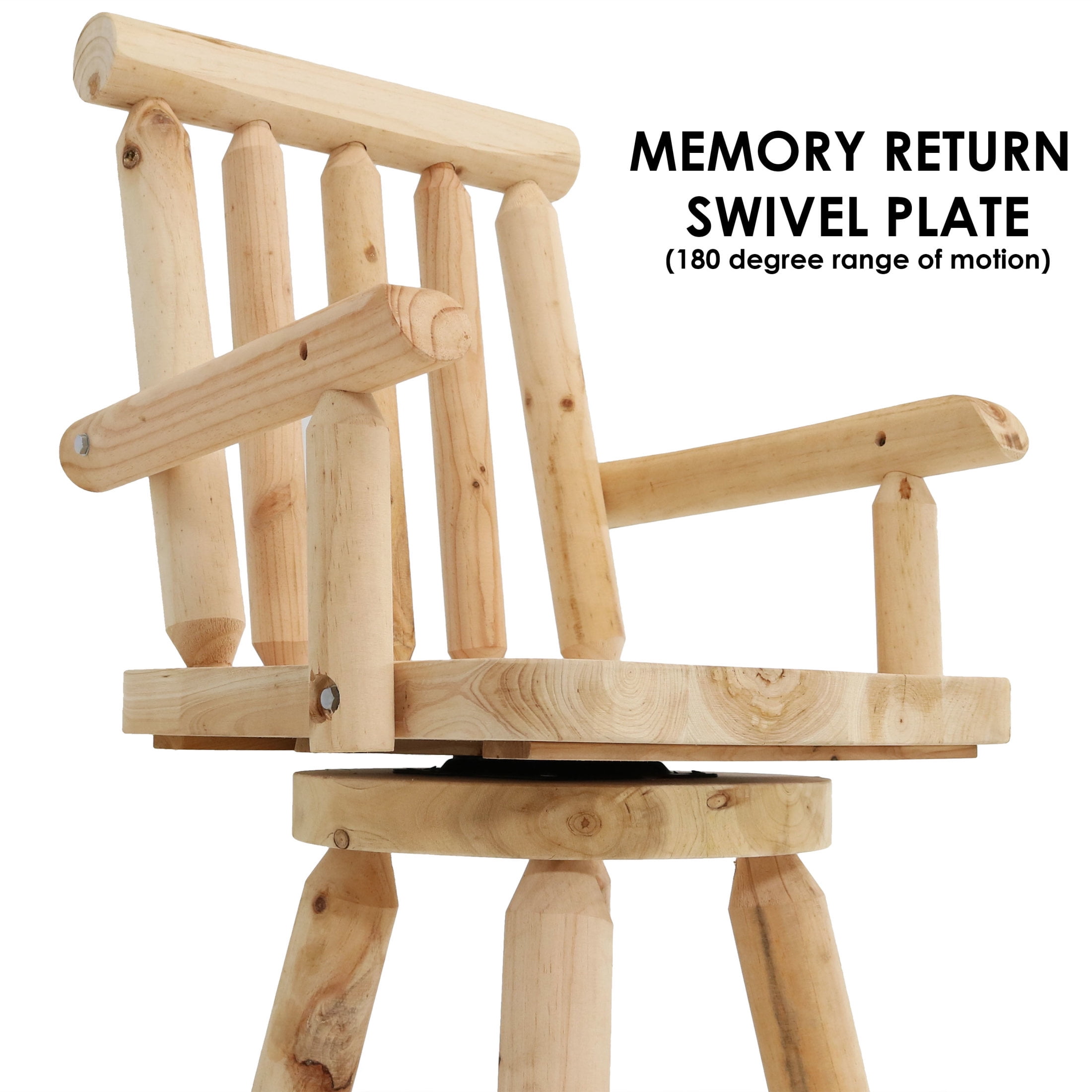 Sunnydaze Square Slat Back Rustic Log Cabin Style Bar Stool, Unfinished (Set of 2)