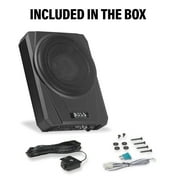 BOSS Audio Systems BASS10 10 inch Powered Under Seat Car Subwoofer and Amp Wiring Kit Package - 1000 Watts Max, 8 Gauge Wiring Kit, Remote Subwoofer Control, Sold Individually