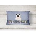 thumbnail image 2 of Carolines Treasures BB5585PW1216 Pug Cream Welcome Canvas Fabric Decorative Pillow, 12H x16W, multicolor, 2 of 3