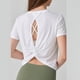 thumbnail image 4 of Camisas de Cuello de Tripulación de Manga Corta para las Mujeres, Moda Casual Color Sólido, Blusas de Cuello Redondo de Yoga Deportivo, 4 of 4