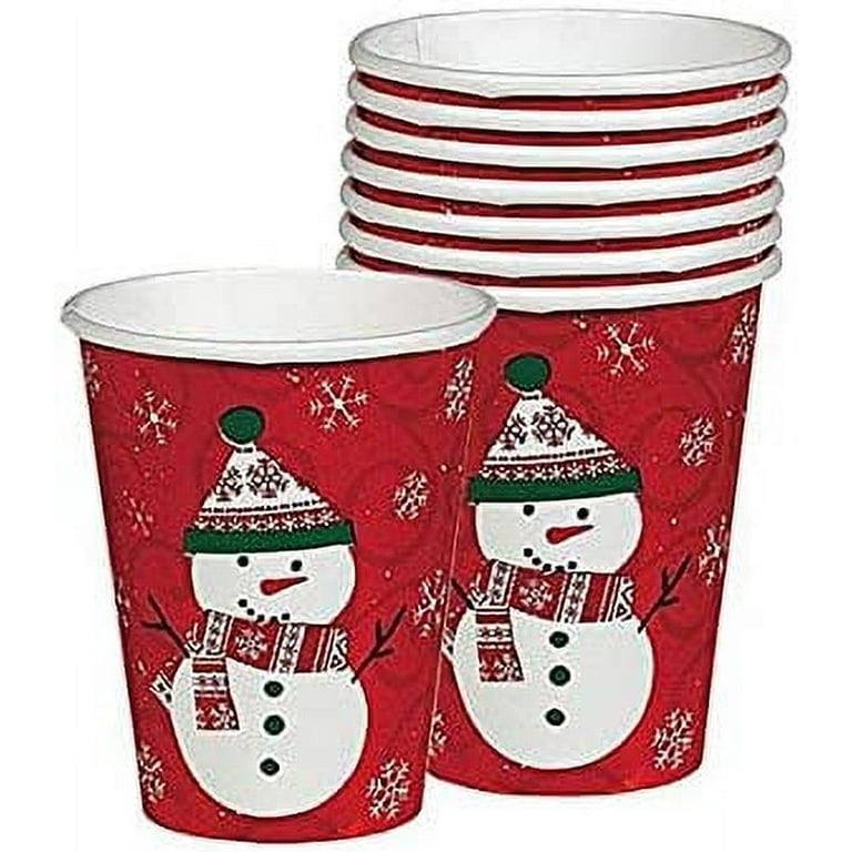 16 oz. Bright Christmas Disposable Paper Coffee Cups with Lids - 12 Ct..