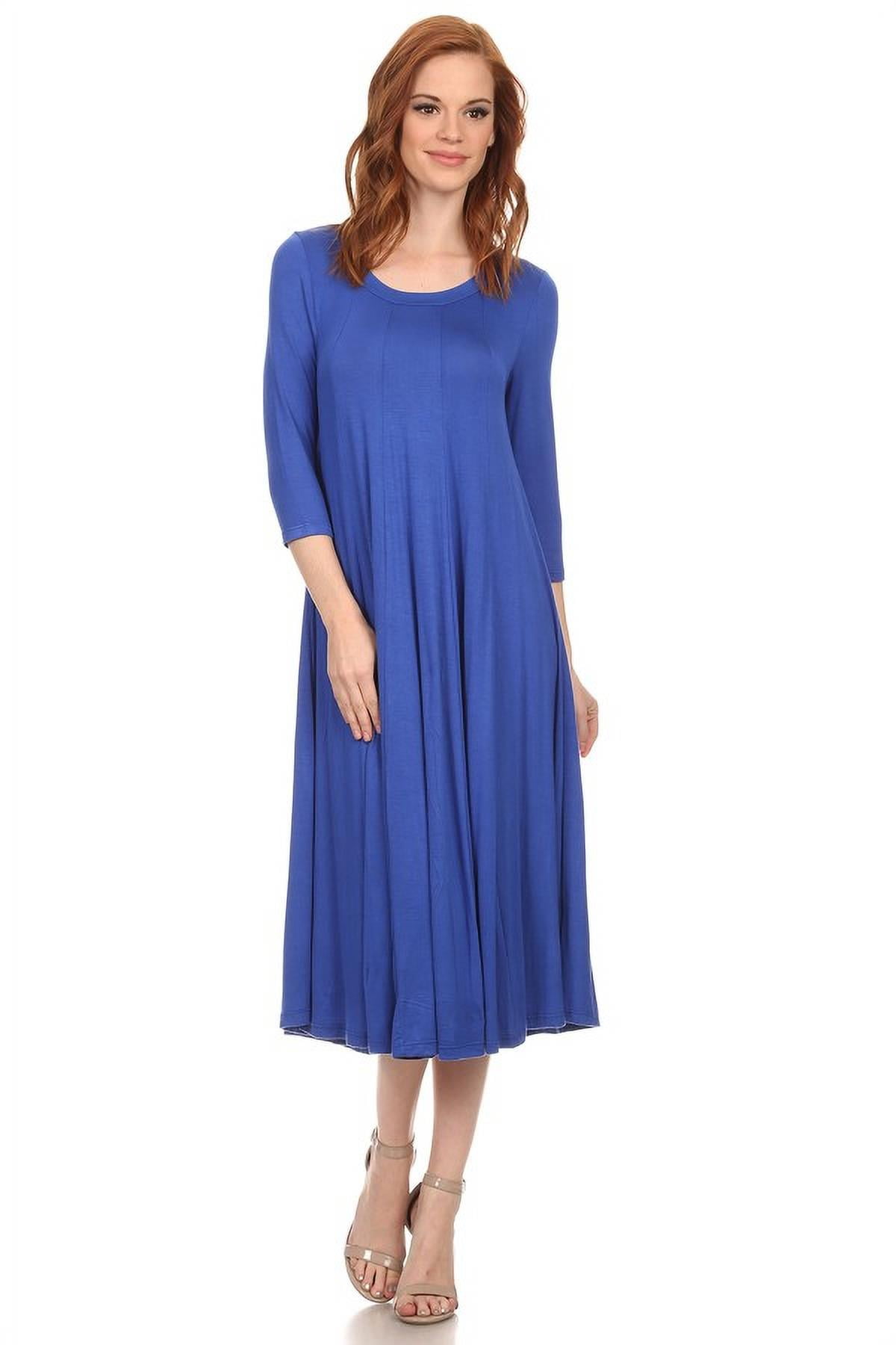 Women's Casual 3/4 sleeves solid Maxi Long dress - Walmart.com