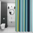 thumbnail image 4 of Teal Yellow Stripes Shower Curtain for Bathroom Decor, Lines Art Waterproof Fabric Shower Curtain, 72"x84" Set with 12 Hooks, 4 of 9