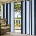 thumbnail image 5 of Outdoor Curtains for Patio Waterproof, Navy Blue Windproof Pravicy Outside Porch Blackout Curtain, Modern White Geometric Vertical Stripes Sun Blocking Grommets Curtains for Cabana 2 Panels 54"x84", 5 of 9