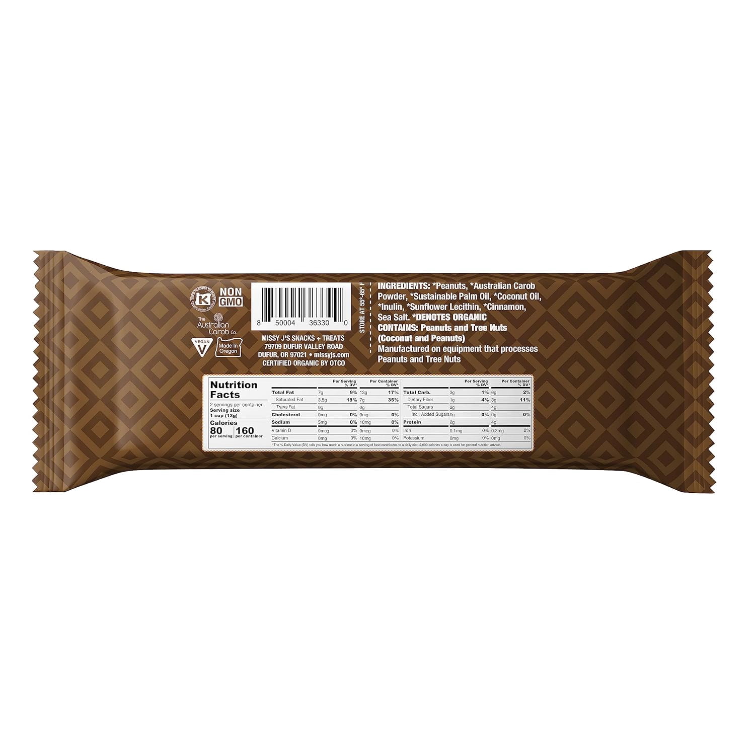 Missy J’s Carob Dark Delights Unsweetened Peanut Cup Vegan Chocolate Dairy-Free 9 oz 12 Pack
