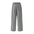thumbnail image 5 of Domuza Mens Cotton-Linen Pants Drawstring Elastic Waist Linen Summer Casual Pants Sports & Recreation Breeze Beach Pants-Light Gray 3XL, 5 of 6