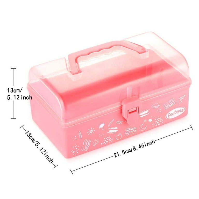Funtopia Plastic Art Box for Kids, Multi-Purpose Portable Storage Box/Sewing Box/Tool Box for Kids' Toys, Craft and Art