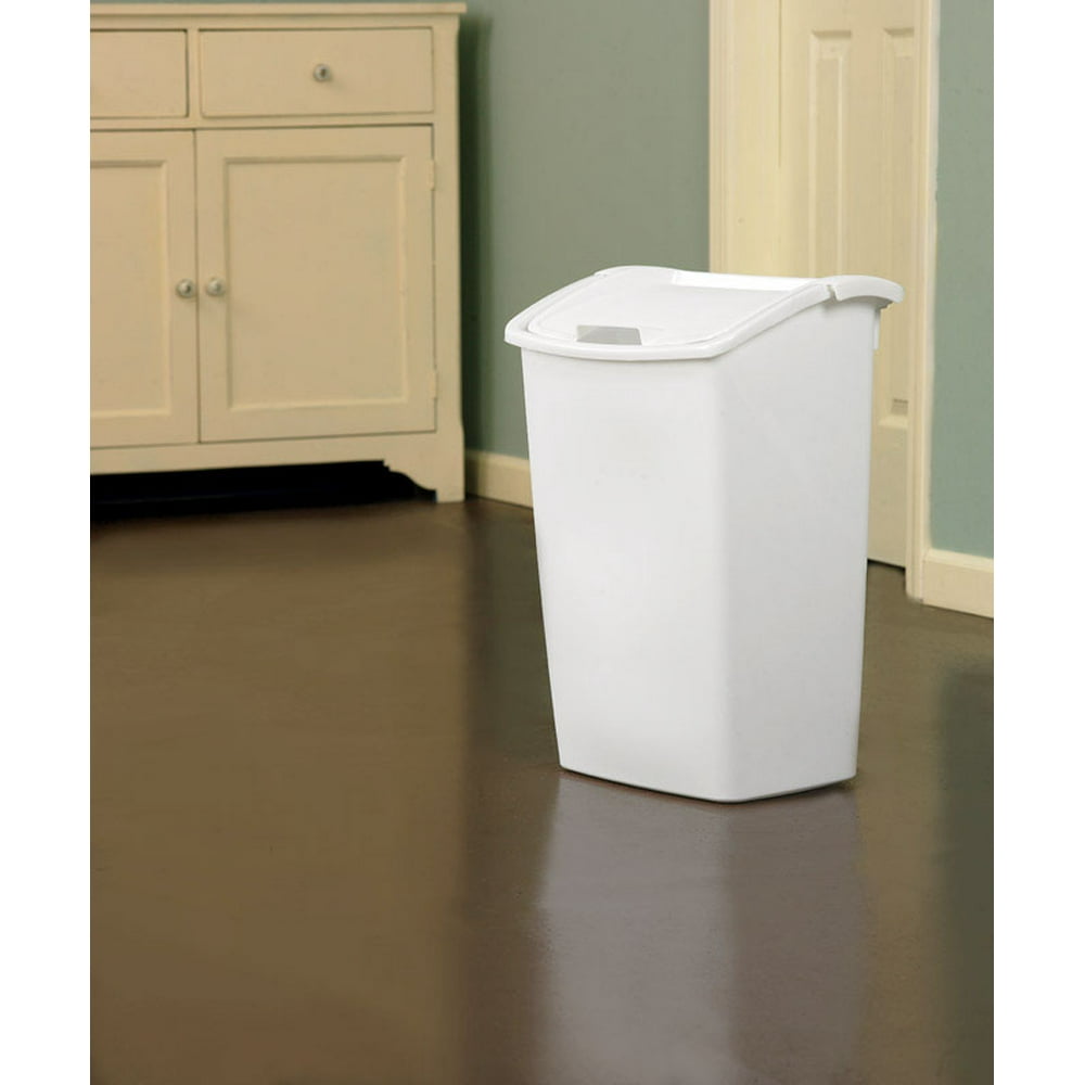 Rubbermaid, Wastebasket with Dual Action Lid, Plastic, 11.3 gal, 1
